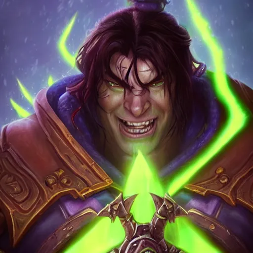 Prompt: varian wrynn possessed by guldan, fel infusion, worlf of warcraft, dmitry prozorov style, artstation, extremely detailed, 8 k, high quality, beatufil painting