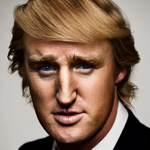 Prompt: close - up portrait of owen wilson as donald trump, studio photograph