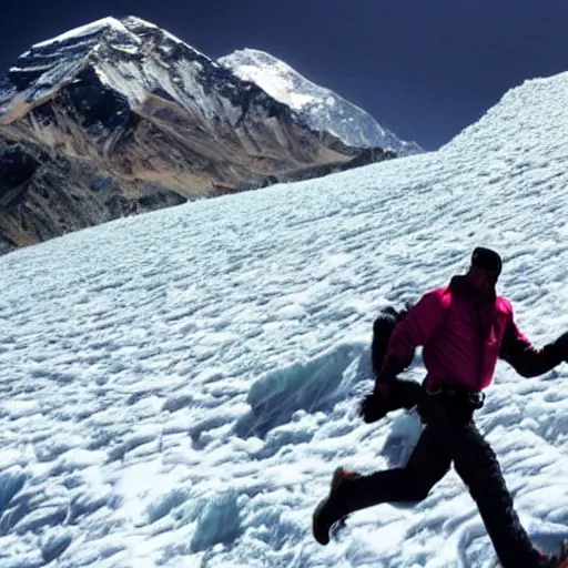 Image similar to man running up mount everest