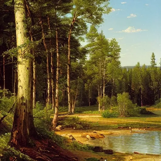 Image similar to by ivan shishkin and asher brown durand