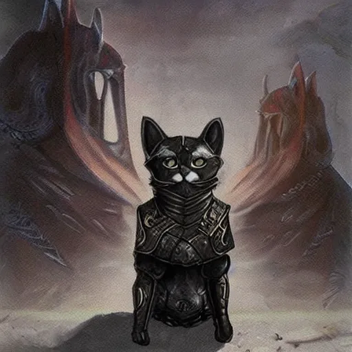 Image similar to cat in daedric armor