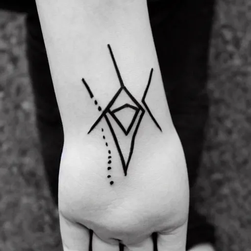 Image similar to handpoke tattoo of a simplistic black and white geometric shape, doodle, sharpie drawing, stick poke, lineart