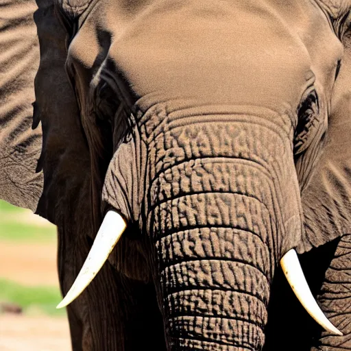 Image similar to a detailed, close - up photograph of an elephant with tiger skin