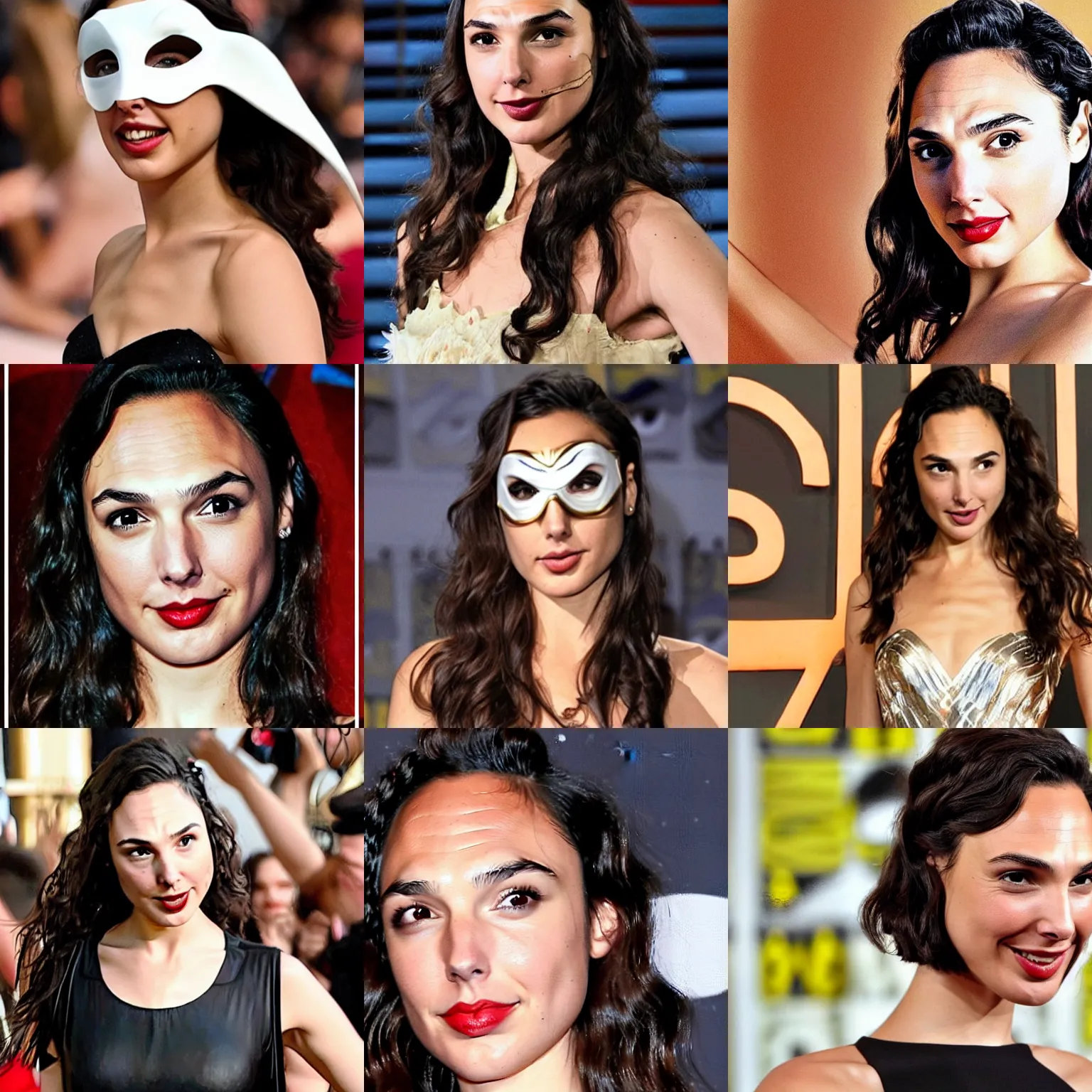 Prompt: gal gadot wearing the dali mask