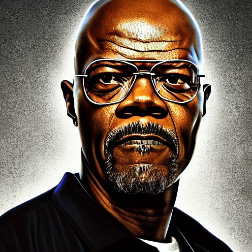 Prompt: portrait of samuel l. jackson as walter white from breaking bad, film, cinematic, 4 k, dslr photo