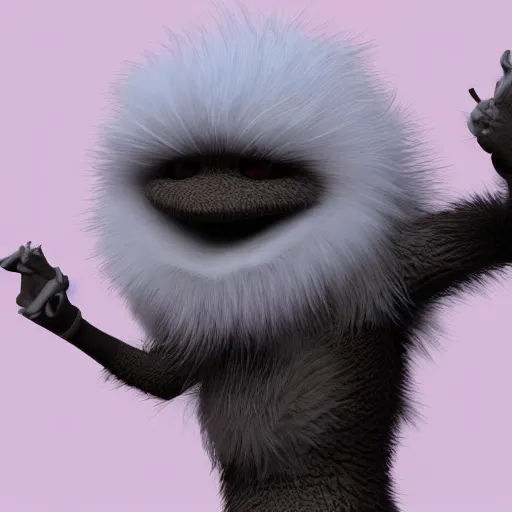 Image similar to fluffy alien creature character concept 3 d render with long detailed fur 4 k