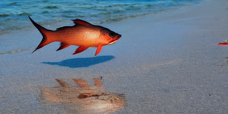 Image similar to fish walking on the beach.