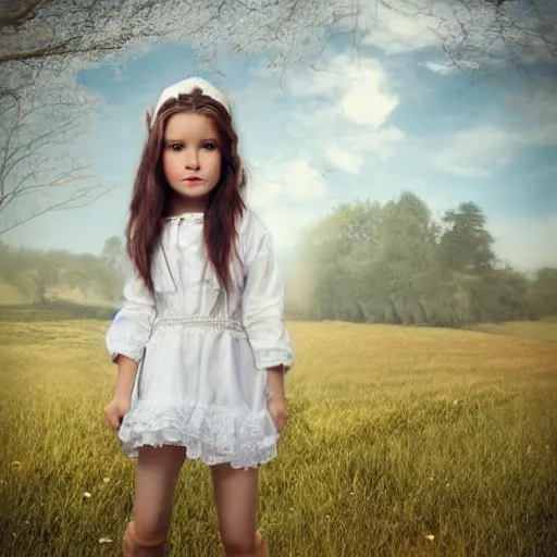 Image similar to portrait of girl dressed in white clothes countryside country style country house_fantasy character portrait