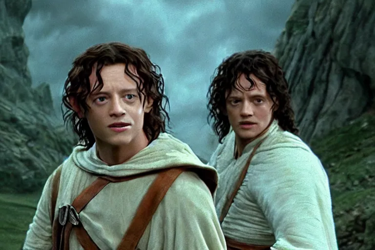 Prompt: larry stylinson stars in the lord of the rings return of the king, highly detailed, cinematic lighting, 4 k, arricam studio 3 5 mm film camera, kodak 5 2 7 9 ( tungsten - balanced ) film stock