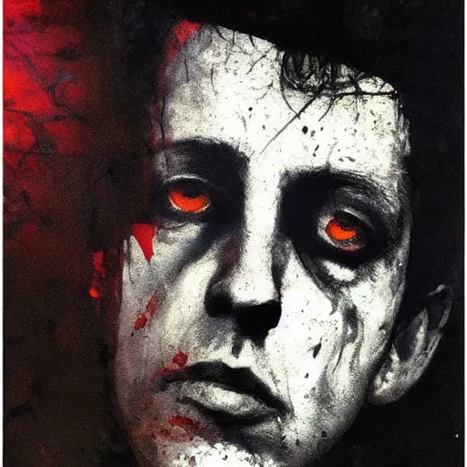 Prompt: stunning portrait of gaunt joe strummer a ( the cure fan ) as dream from sandman, dim stars as eyes, by jeremy mann, by cedric peyravernay, by by russ mills, by richard avedon and ben templesmith, dramatic lightning, sadness, dark eye sockets, in the shadows, punk rock, gothic, high detailed, 8 k