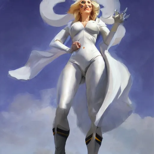 Image similar to Greg Manchess portrait painting of Emma Frost as Overwatch character, medium shot, asymmetrical, profile picture, Organic Painting, sunny day, Matte Painting, bold shapes, hard edges, street art, trending on artstation, by Huang Guangjian and Gil Elvgren and Sachin Teng