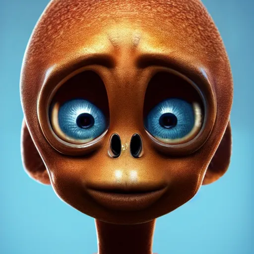 Image similar to masterpiece artwork of cute alien, au naturel, hyper detailed, digital art, trending in artstation, behance, deviantart, cinematic lighting, studio quality, smooth render, unreal engine 5 rendered, octane rendered, art style by pixar dreamworks warner bros disney