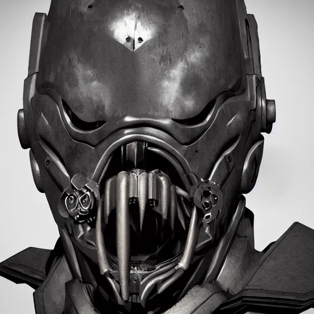 Image similar to slipknot mecha mask, dark cinematic, volumetric, realistic, 3 d render, cinematic lighting, ray tracing, cinematic, unreal engine 5, unreal engine render, octane render, hyper realistic, photo, 8 k