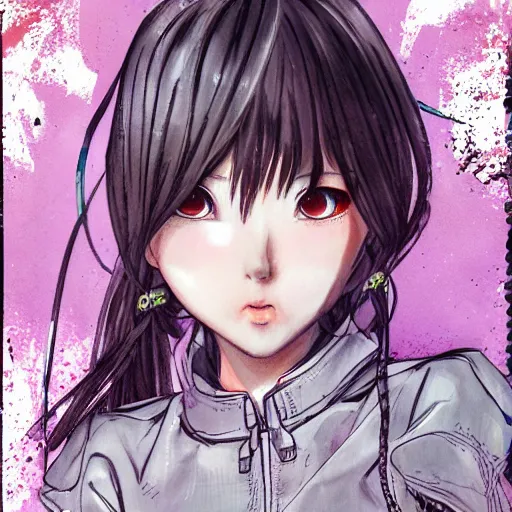 Image similar to stylized portrait of beautiful jun amaki model instagram girl anime style wearing street fashion painted by katsuya terada and masamune shirow