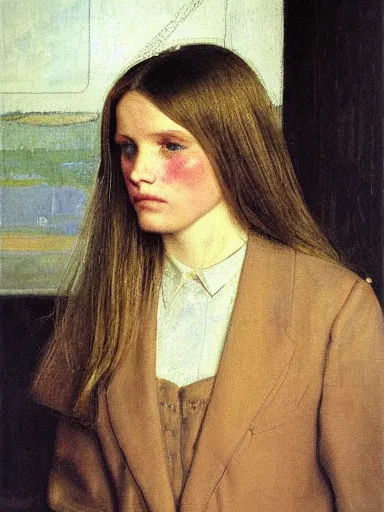 Prompt: portrait of abbey lee by george clausen