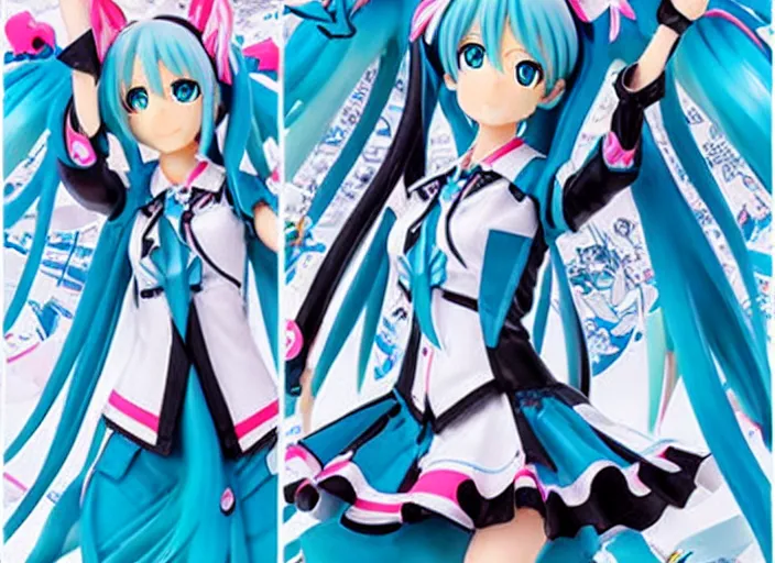 Image similar to miku hatsune goods, acrylic figure, tapestries, key visual poster