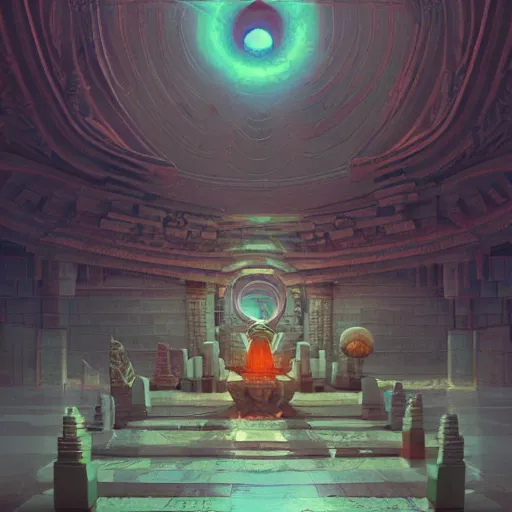 Prompt: ancient solar temple , stylish, lsd, trending on artstation, cinematic, artwork by WLOP