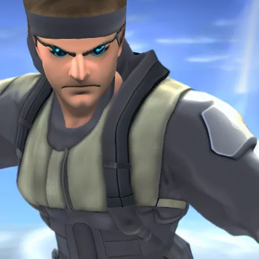 Prompt: Solid Snake in Super Smash Bros. Brawl