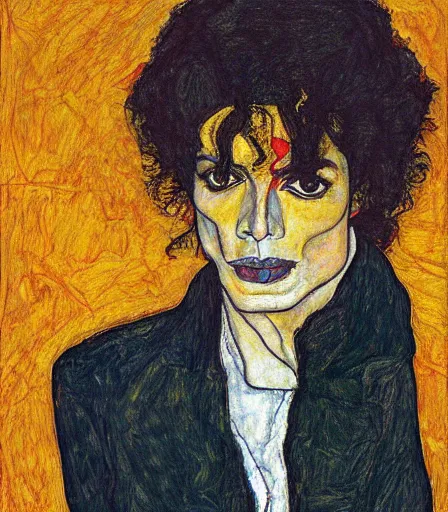 Image similar to portrait of michael jackson by egon schiele, intense desire, high quality, high detail