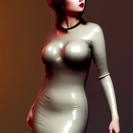 Prompt: a feminine curvy pale hot goth cutie wearing an elegant tight latex dress, cgsociety, photorealistic, sublime-cool-hyperadvanced-dark-amorous ambience, 16k, smooth, sharp focus, trending on ArtStation, volumetric lighting, fully clothed, thin waist