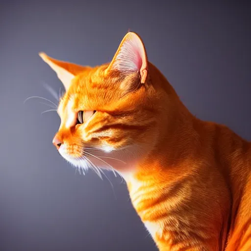 Image similar to a orange tabby cat drinking water in studio lighting close up