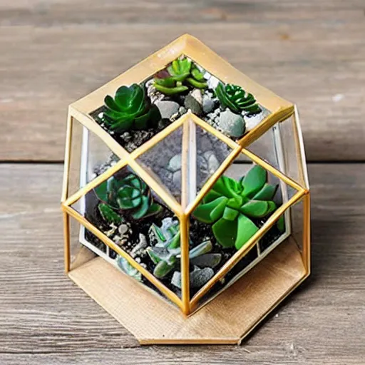 Image similar to geometric decorative terrarium cube for small succulent