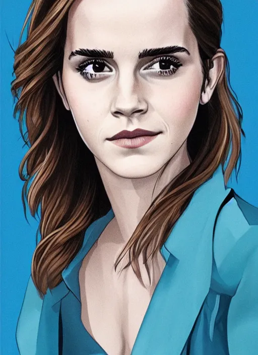Prompt: Emma Watson, intimate, portrait by Patrick Gleason