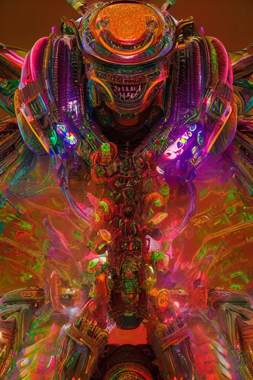 Prompt: a shamanic god made from colorful intricate alien technology in futuristic dreamscape detailed artwork, extremely detailed and high quality, global illumination, octane render, digital art trending on artstation