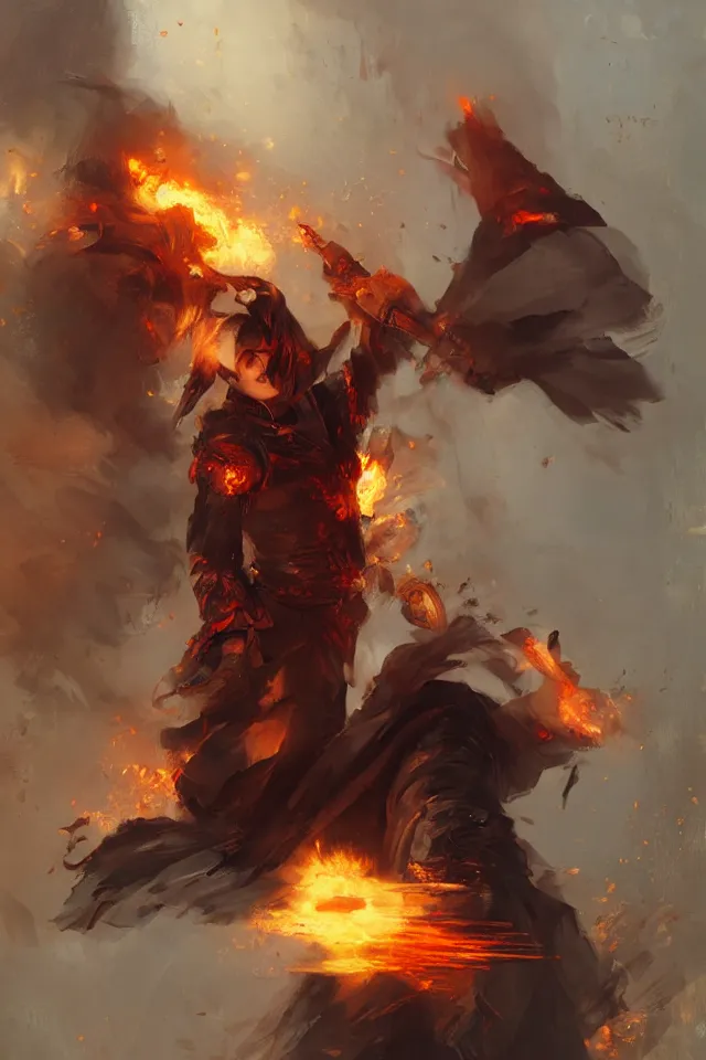 Image similar to The pyromancer by ruan jia