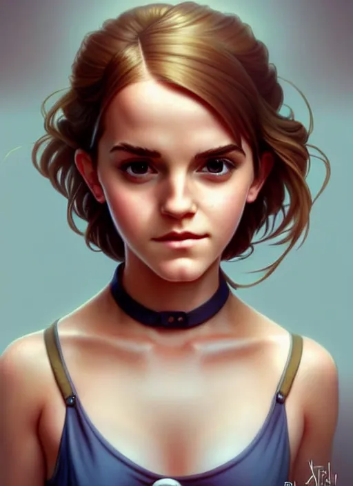 Image similar to cute buxom emma watson babysitter, natural lighting, path traced, highly detailed, high quality, digital painting, by don bluth and ross tran and studio ghibli and alphonse mucha, artgerm