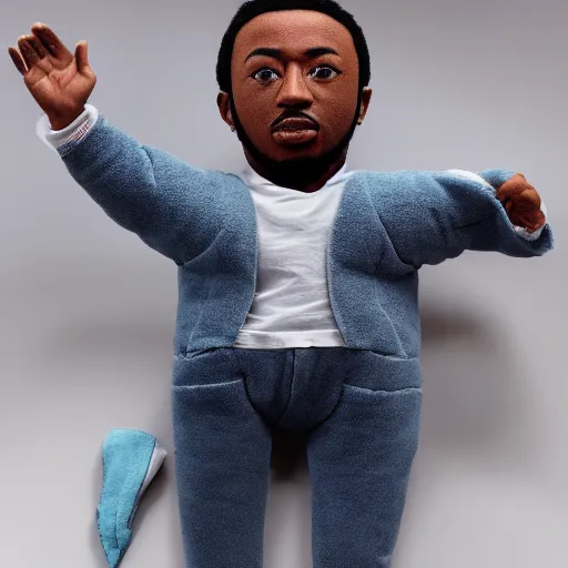 Image similar to plush doll of Kendrick Lamar, 8k