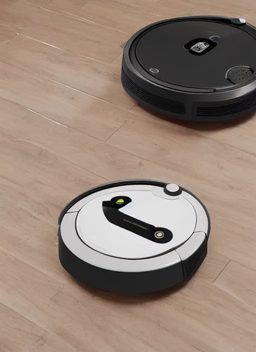 Image similar to A Roomba with a four robot spider legs, 3D Product, professional render, studio quality, octane render