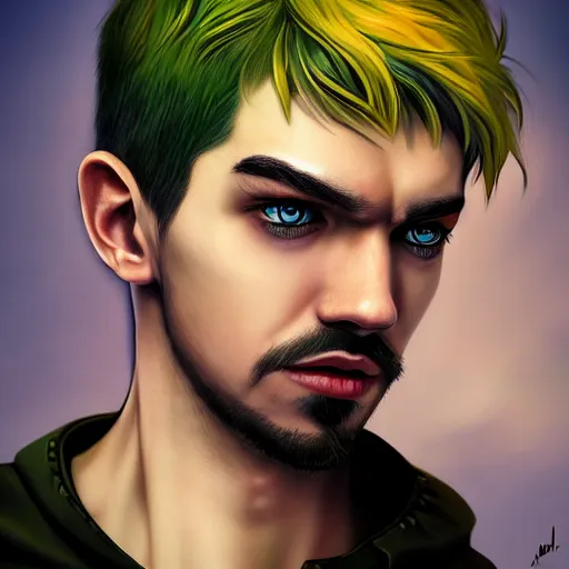 Image similar to a portrait of jacksepticeye by Anna Dittmann, digital art, horror, trending on artstation, anime arts, featured on Pixiv, HD, 8K, highly detailed, good lighting, beautiful, epic, masterpiece - H 768