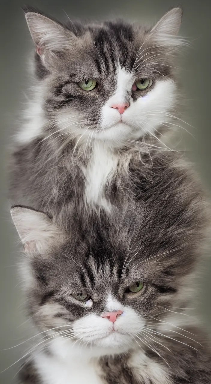 Image similar to cat with a wig, portait, highly detailed, outdoor photography