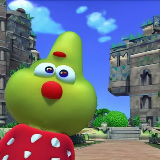 Prompt: veggie tales in kingdom hearts, video games, 3d, detailed