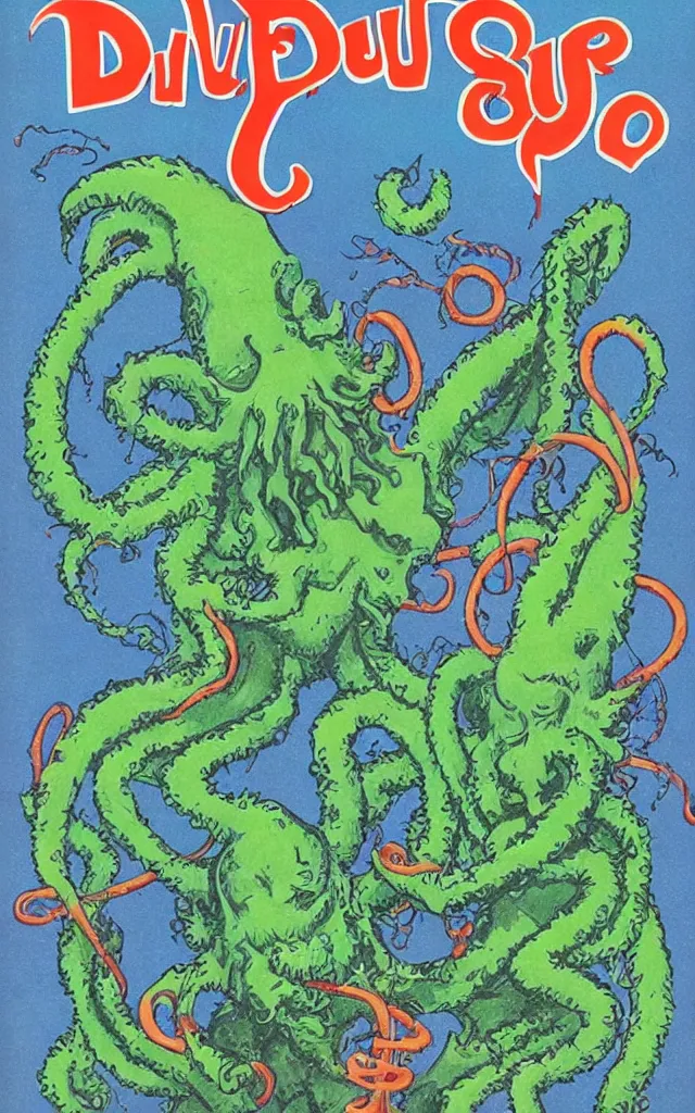 Image similar to cover of a dr seuss book about cthulhu