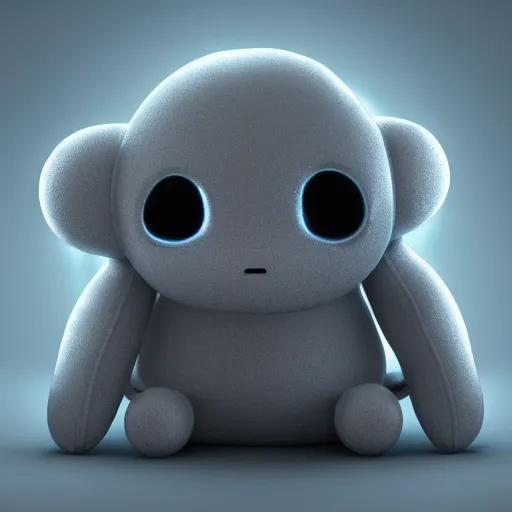 Image similar to cute fumo plush of a creature that lives in the heart of a black hole, distorted light refracts and bends around him, relativistic path tracing with curved light paths, vray