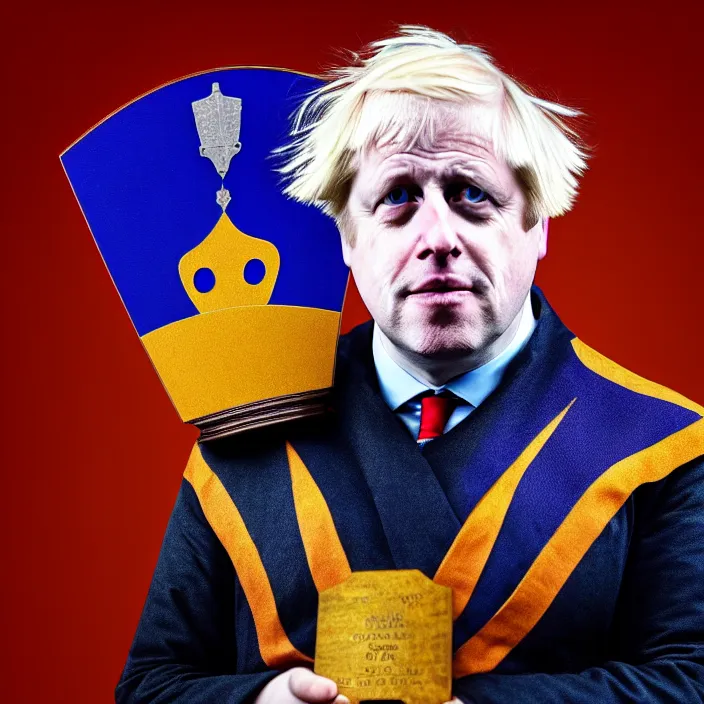 Image similar to full body photo of a boris johnson as a court jester, 8 k, hdr, smooth, sharp focus, high resolution, award - winning photo