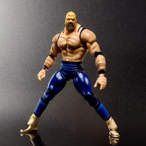 Image similar to Full body shot of a highly detailed flexible Triple H vinyl plastic figurine as a villain, highly detailed face, white background, 3d, high quality, depth of field, high contrast, 8k, concept art, smooth, sharp focus, highly detailed, wrestling, WWE