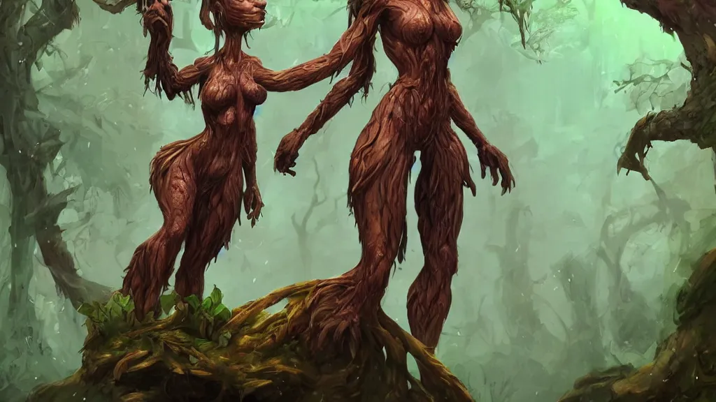 Image similar to a treant in the shape of a woman, fantasy artwork, award winning, very very very very very very very beautiful, artstation