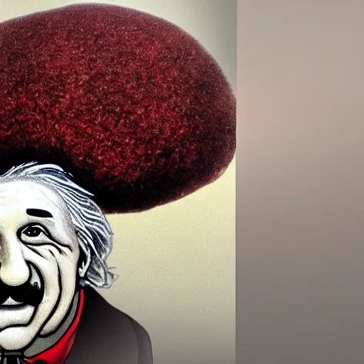 Image similar to a mushroom dressed as albert einstein