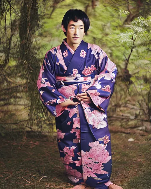 Prompt: 1 8 0 0's photograph of a heavily pregnant handsome!!! japanese man in his 2 0 s wearing a yukata, high quality image