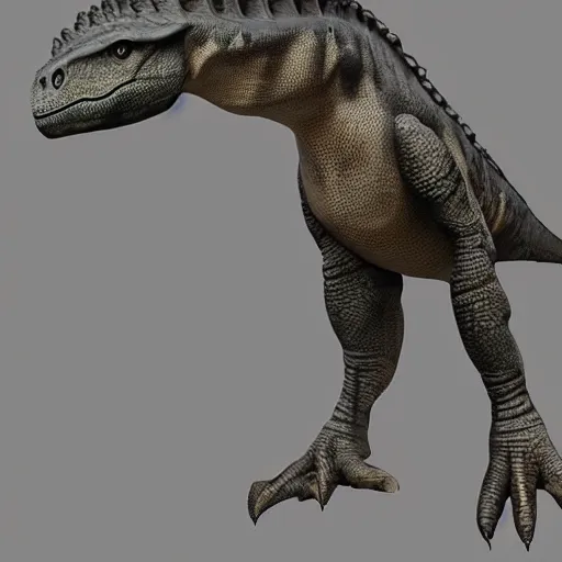 Image similar to a human but but in design of a dinosaur photo - realistic