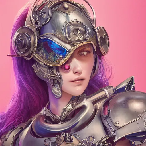 Image similar to studio portrait of lawful good colorful female holy mecha paladin absurdly beautiful, elegant, young sensual graceful woman, ultrafine hyperrealistic detailed face illustration by kim jung gi, irakli nadar, intricate linework, sharp focus, bright colors, matte, octopath traveler, final fantasy, unreal engine highly rendered, global illumination, radiant light, intricate environment