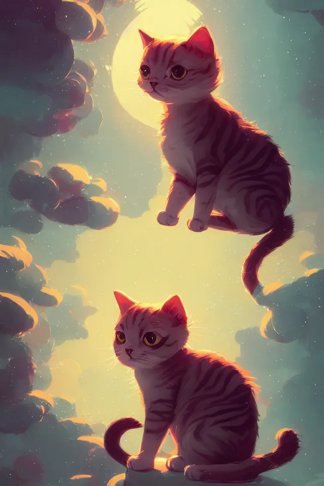 Image similar to cute cat, by victo ngai and andreas rocha and greg rutkowski, trending on artstation, unreal engine, 8 k hd wallpaperjpeg artifact, blur, artfact