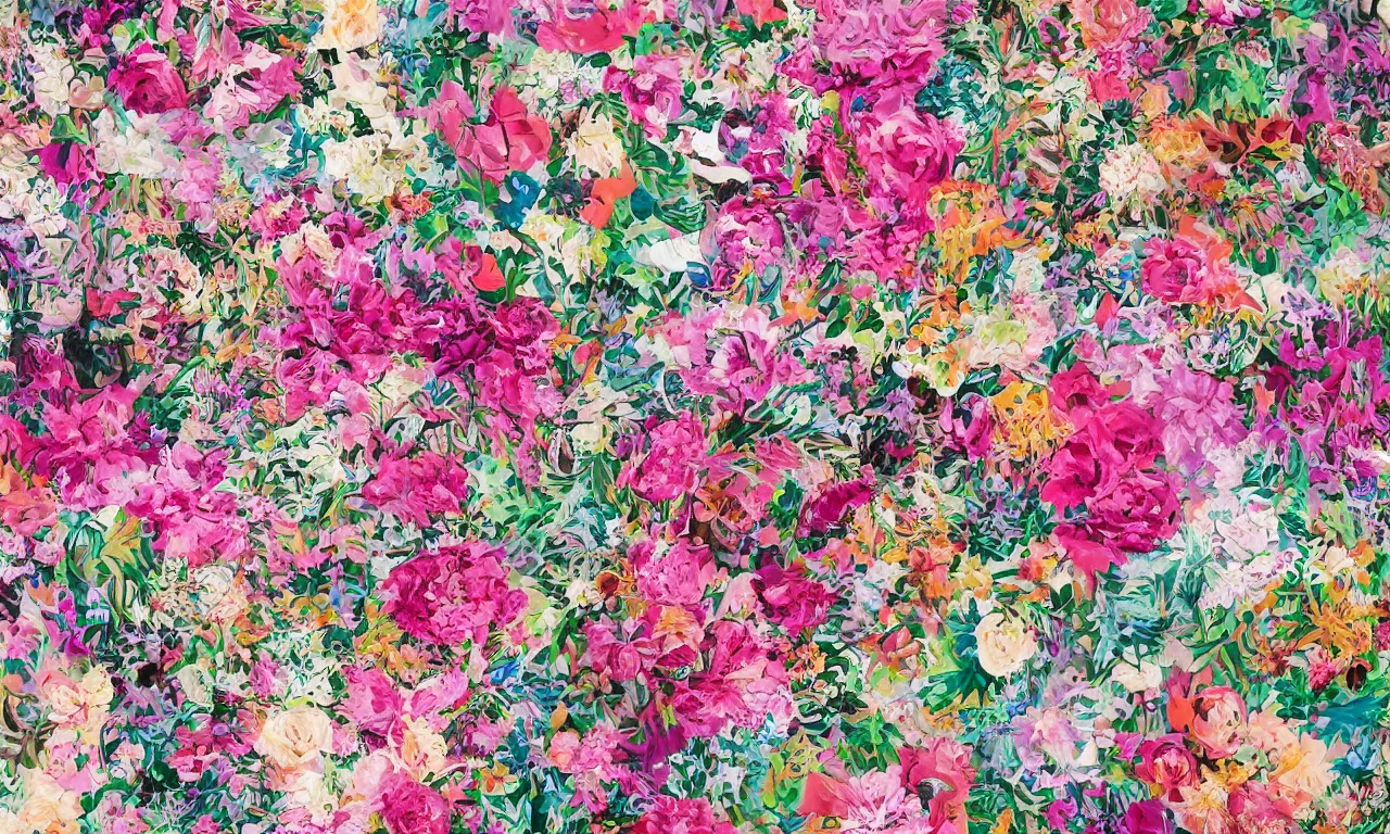 Image similar to extreme floral maximalism