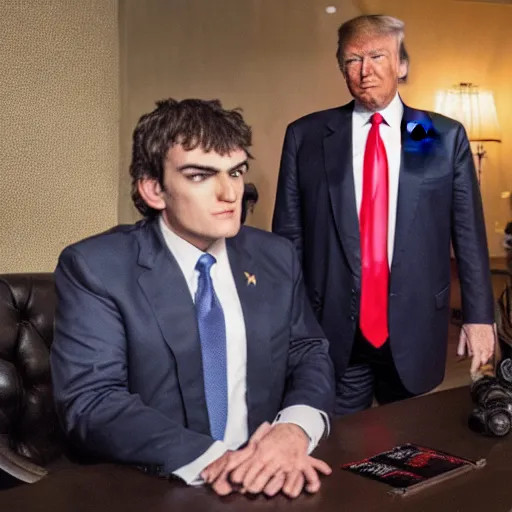 Image similar to Donald Trump playing Call of Duty with Walter Jr from Breaking Bad, realistic, 4k, unreal engine