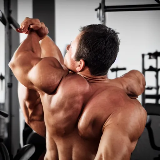 Image similar to bodybuilder man tickled by another man, photorealistic, high detail