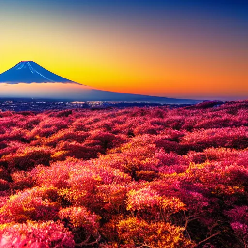 Image similar to photo of Mt Fuji, cinematic, golden hour, golden ratio, beautiful, high detail,