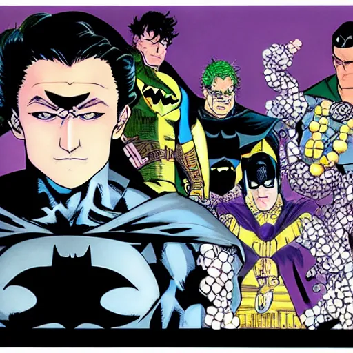 Prompt: batman by hirohiko araki